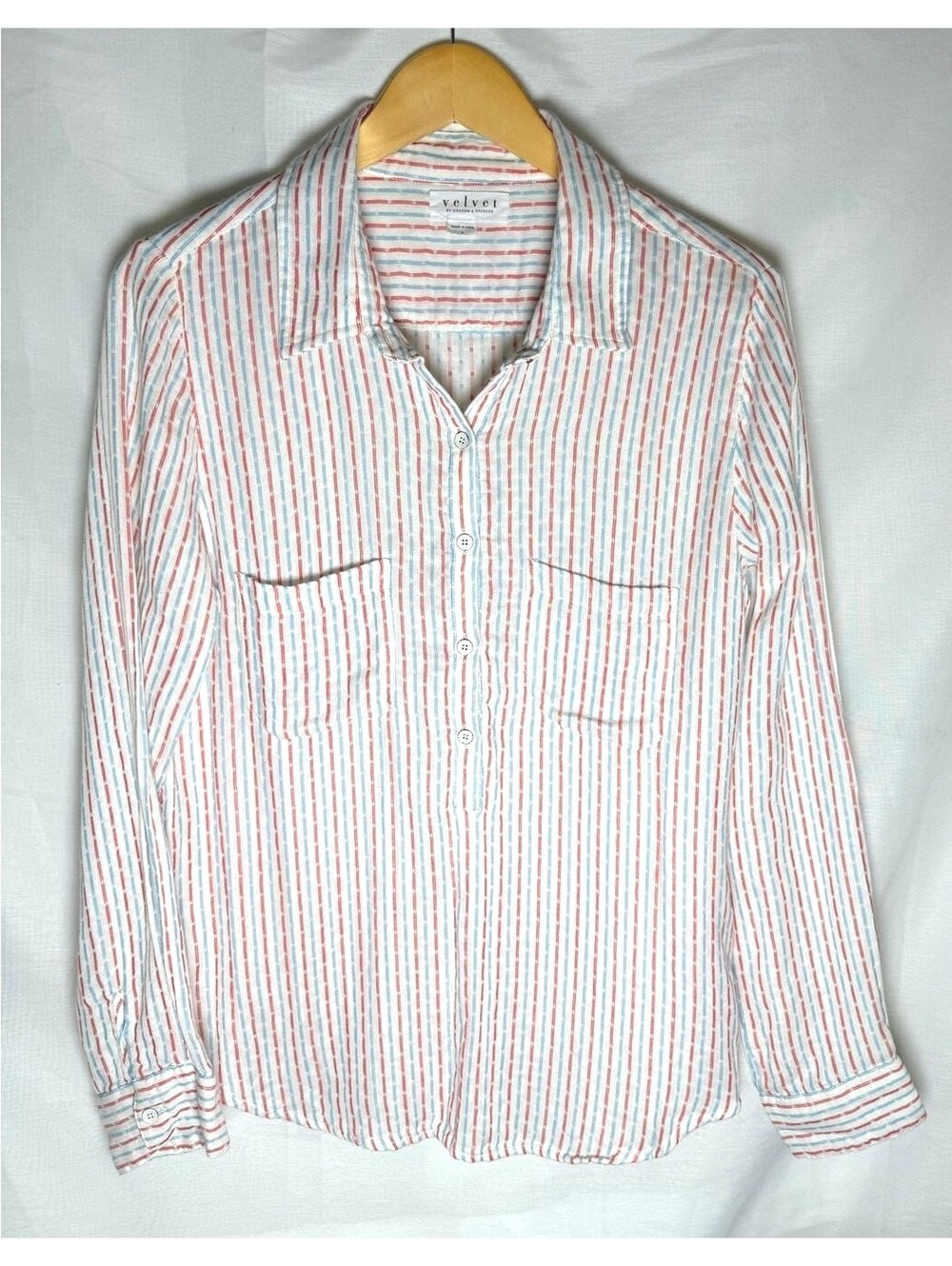 Anthropologie Cotton Button Front Henley Shirt, Velvet by Graham & Spencer